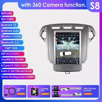 Автомобильная магнитола на Android для Ford Mondeo 4 Galaxy 2006 - 2010 мультимедийная стерео 9,7 дюймовый вертикальный экран Carplay Авто Android головное устройство