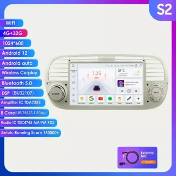 Автомобильная магнитола OSSURET, мультимедийный видеоплеер на платформе Android для Fiat 500, 2007-2015, Типоразмер 1DIN