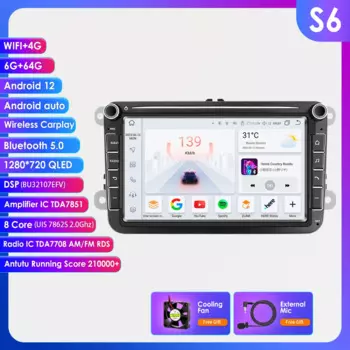 Автомобильная магнитола Ossuret на Android 12, 8 дюймов, для Volkswagen, Skoda Octavia, Golf 5, Touran, Passat B6, Polo, Jetta, Amarok, GPS, RDS, DSP, 4G, CarPlay