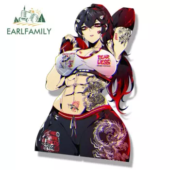 Автомобильная наклейка EARLFAMILY Gyaru Ashiro Мина Fanart, тату-наклейка для девушек, Chibi, большой головы, Waifu, защита от страха, наклейка JDM, мультяшный стикер