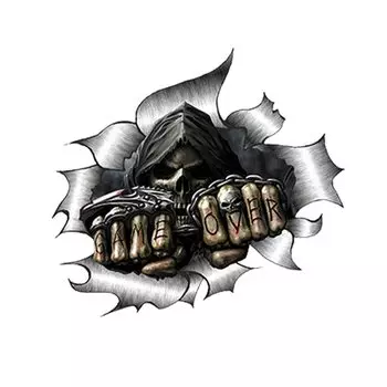 Автомобильная наклейка, одинарный металлический разрыв, открытый мрачный жнец, череп, Стайлинг JDM Race Van, велосипедные аксессуары для дрифта, ПВХ наклейка, 14 см * 13 см