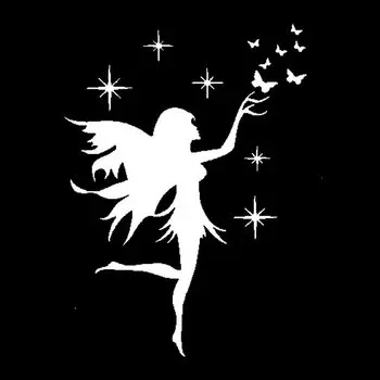 Автомобильная наклейка "Сказочная бабочка" Съемная наклейка художественный Декор виниловая черная/серебряная 13 см * 16,9 см