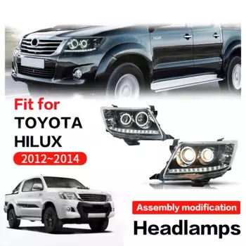 Автомобильная передняя фара для Toyota HILUX 2012-2014, светодиодсветодиодный светильник, поворотный сигнал в сборе, аксессуары для модификации, Plug And Play