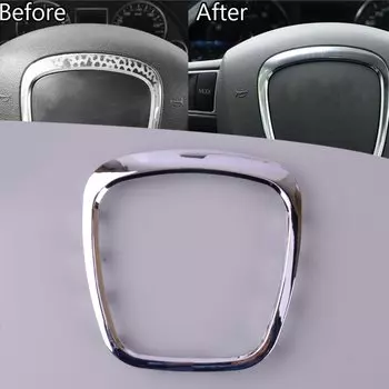 Автомобильная рамка с эмблемой на рулевом колесе и логотипом, подходит для Audi A4 S4 B7 B8 A5 S5 A6 C6 Q5 Q7 2008 2009 2010, серебристая