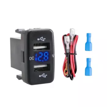 Автомобильная розетка, зарядное устройство, адаптер питания для Toyota 12-24 В, вольтметр, светодиодный двойной USB, быстрая зарядка для мобильных телефонов, автомобильные аксессуары 40X22 мм