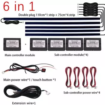 Автомобильная Скрытая осветительная полоса, матовая черная акриловая осветительная полоса, подсветка, RGB декоративный комплект освещения для создания атмосферы, 18 в 1