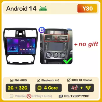 Автомобильная стереосистема Android 14, для Subaru Forester 4 SJ XV 2012-2015 5G Wi-Fi Мультимедийный видеоплеер Навигация GPS Carplay BT