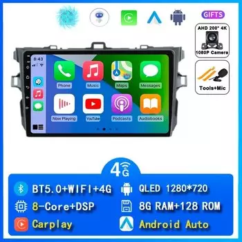 Автомобильная стереосистема Android 14, для Toyota Corolla E140/150 2007 2008 2009 2010 2011 2012 2013, мультимедийный плеер, 2 Din DVD-динамик