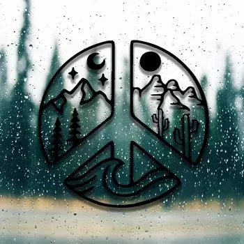 Автомобильная виниловая наклейка, стильная наклейка на улицу, дизайн солнца, луны, реки, Внешнее украшение автомобиля, наклейки на бампер, заднее окно, чашку, ноутбук