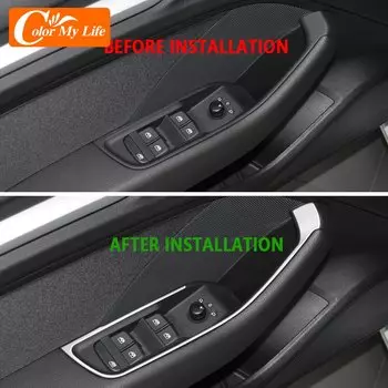 Автомобильная внутренняя оконная стеклянная панель, крышка подлокотника из нержавеющей стали, фоторамка для Audi A3 8V 2013-2019