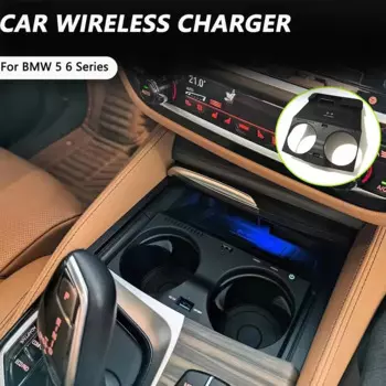 Автомобильное беспроводное зарядное устройство для BMW 5 6 серии G30 G38 G32 6GT 2017-2023 15 Вт