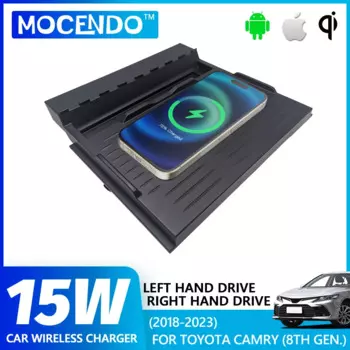 Автомобильное беспроводное зарядное устройство для Toyota Camry 2018 2019 2020 2021 2022 15 Вт Qi Быстрая зарядка Автомобильный держатель для телефона Android Iphone