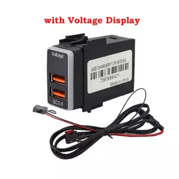 Автомобильное быстрое зарядное устройство QC3.0 с двумя USB-интерфейсами, розетка, дисплей напряжения для Nissan Qashqai Teana Sunny Y61 Y62 X-Trail Sylphy