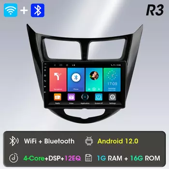 Автомобильное радио Android для Hyundai Solaris Verna Accent 1 2010-2016, мультимедийный видеоплеер, навигация, GPS, 2din, DVD, головное устройство, стерео