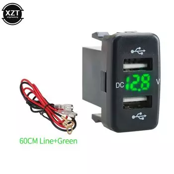 Автомобильное зарядное устройство 12 В-24 В, розетка 4,2 А, два USB-порта с дисплеем напряжения, розетка для зарядного устройства для автоаксессуаров Toyota с линией