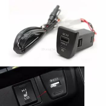 Автомобильное зарядное устройство, быстрое зарядное устройство QC3.0 с USB-интерфейсом и двумя разъемами для Toyota RAV4 rav4 XA50 2019 2020