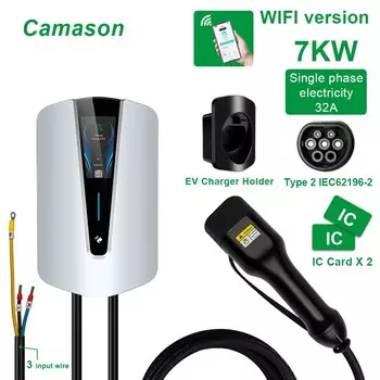 Автомобильное зарядное устройство Camason EV типа 2, зарядная станция для электромобилей, настенный ящик 220 В/7 кВт, 3 фазы, 21 кВт, полюсный терминал, WIFI, умная версия