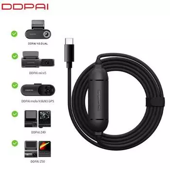 Автомобильное зарядное устройство DDPAI 12/24 В Type-C USB, комплект жестких проводов для DDPAI MINI5/N3/Z40/Z50/Z60/N5DUAL, видеокамера, автомобильный видеорегистратор