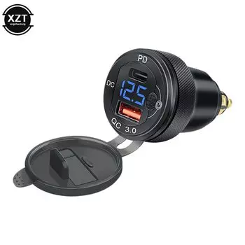 Автомобильное зарядное устройство для мотоцикла, быстрое зарядное устройство с двумя USB-портами, 12-24 В, QC3.0, зарядный адаптер из алюминиевого сплава для BMW