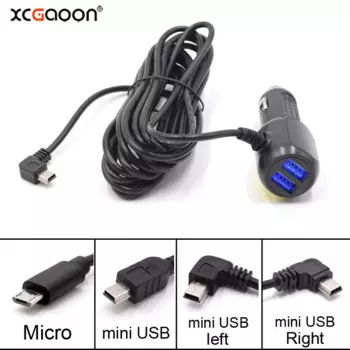 Автомобильное зарядное устройство Mini Micro USB, 3,5 метра, 5 В, 3,4 А с 2 портами USB для автомобильного видеорегистратора, видеорегистратора, GPS-видеорегистратора, вход постоянного тока 8 В-36 В
