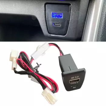 Автомобильное зарядное устройство QC3.0, USB-интерфейс, двойная розетка для Toyota RAV4