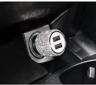 Автомобильное зарядное устройство с двумя USB-портами Bling ручной работы, украшения для автомобиля со стразами, украшения для быстрой зарядки, автомобильные Декорации для iPhone/Samsung