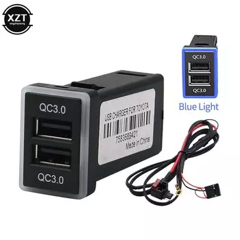 Автомобильное зарядное устройство с двумя USB-портами QC3.0, быстрая зарядка телефона, КПК, внешний аккумулятор с температурным кабелем 1,2 м, 10 А, терминал предохранителя для Toyota