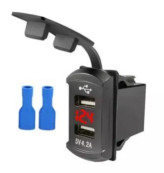 Автомобильное зарядное устройство с двумя USB-портами, адаптер гнезда 4,2 А, светодиодный цифровой вольтметр, водонепроницаемый, пылезащитный для морской панели переключателей на лодке, автофургоне