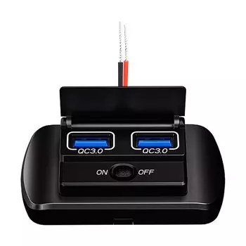 Автомобильное зарядное устройство с двумя USB-портами, адаптер 12 В/24 В, автомобильное зарядное устройство QC3.0 PD, адаптер питания для быстрой зарядки с переключателем для автомобиля RV Yach