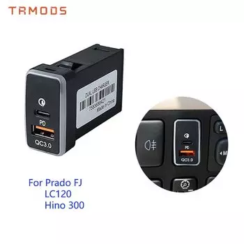 Автомобильное зарядное устройство с двумя USB-портами, 12 В/24 В, быстрое зарядное устройство QC3.0, адаптер для автомобильного телефона Toyota Prado FJ LC120 Hino 300