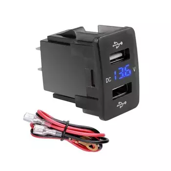 Автомобильное зарядное устройство с двумя USB-портами, 36 мм * 24 мм, 2,1 А + 2,1 А, автомобильный адаптер, светодиодный разъем 12 В, 24 В, Вольтметр для Honda CIVIC CROSSTOUR CRV ODYSSEY
