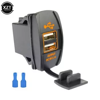 Автомобильное зарядное устройство с двумя USB-портами, 3,1 А, рокерный адаптер, светодиодный цифровой вольтметр для Rocker Marine, панель переключателя на лодке, автофургоне