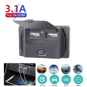 Автомобильное зарядное устройство с разъемом типа C PD QC 3,0, сетевой адаптер с выключателем 12 В 24 В, быстрая зарядка для лодок, внедорожников, домов на колесах, мотоциклов