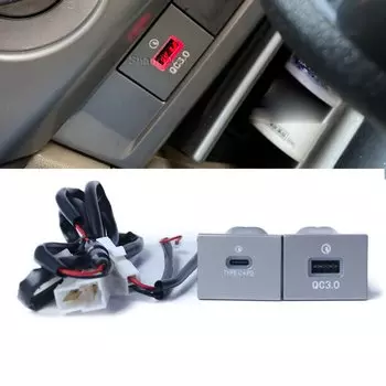 Автомобильное зарядное устройство USB PD, 12 В/24 В, быстрая зарядка QC3.0, автомобильная кнопка-адаптер для зарядки телефона для Ford Focus 2 mk2 2009 2010 2011, аксессуары