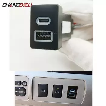 Автомобильное зарядное устройство USB PD Quick Charge QC3.0, адаптер для зарядки телефона, кнопка розетки для Mitsubishi Outlander Eclipse Cross L200 Triton