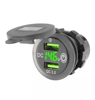 Автомобильное зарядное устройство USB с двумя портами QC3.0, быстрая зарядка, 12 В, 24 В, автомобильный адаптер со светодиодным цифровым вольтметром и сенсорным выключателем для морской лодки