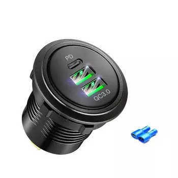 Автомобильное зарядное устройство USB Type-C для быстрой зарядки PD и разъем Usb a 3,0, автомобильная розетка для автомобиля, мотоцикла, квадроцикла