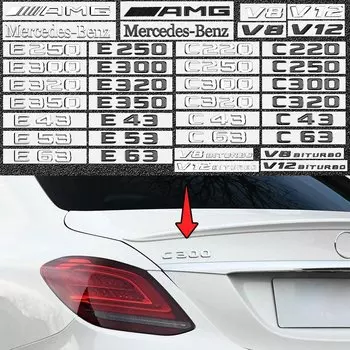 Автомобильные 3D ABS багажник буквы логотип значок эмблема наклейки для Mercedes Benz AMG C Класс C43 E63 4matic V6 V8 C180 E200 W205 W213