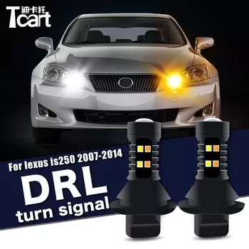 Автомобильные аксессуары 7440 W21W WY21W T20 для Lexus IS 250 is250 XE20 2007-2014, светодиодные дневные ходовые огни, поворот drl 2in1