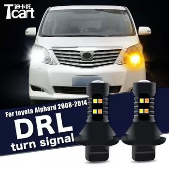 Автомобильные аксессуары 7440 W21W WY21W T20 для Toyota Alphard (AH20) 2008-2014, светодиодные дневные ходовые огни, поворот drl 2in1