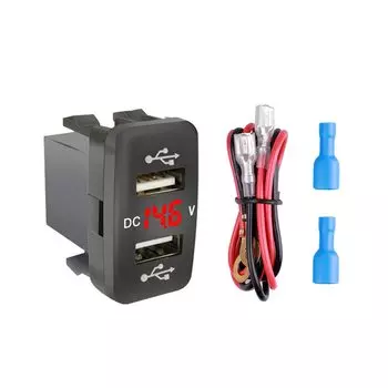 Автомобильные аксессуары Coche, внутреннее быстрое автомобильное зарядное устройство, 12 В-24 В, двойной USB-порт, 4,2 А, вольтметр, адаптер питания для мобильного телефона для TOYOTA