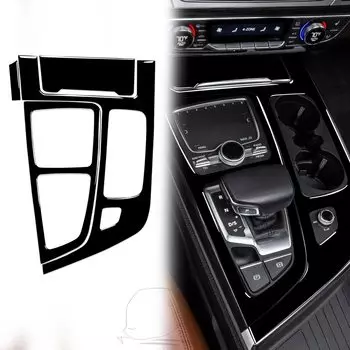Автомобильные аксессуары для Audi Q7, SQ7, 4 м, 2016, 2017, 2018, 2019, Черная внутренняя панель переключения передач, декоративная наклейка, пластиковое украшение