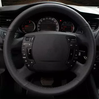Автомобильные аксессуары из черной искусственной кожи «сделай сам», чехол на руль для Citroen C5 2008 2009 2010 2011 2012 2013 2014 2015 2016 2017