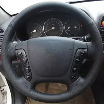 Автомобильные аксессуары из черной искусственной кожи «сделай сам», чехол на руль для Hyundai Santa Fe 2006-2012 H-1 Starex 2008-2020 i800 2008-2019