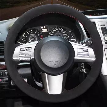 Автомобильные аксессуары из черной замши «сделай сам», чехол на руль для Subaru Forester 2013, 2014, 2015, 2016, Legacy 2013-2014 Outback