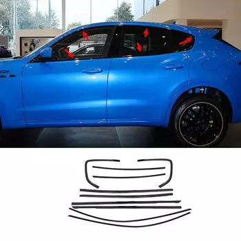 Автомобильные аксессуары, подходят для Maserati Levante M161 2017-2023, черная отделка из нержавеющей стали для подоконника автомобиля, молдинговая крышка, отделка, 10 шт.