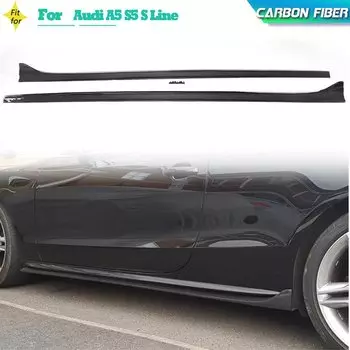 Автомобильные боковые юбки из углеродного волокна, удлинители для Audi A5 S-Line S5 Coupe Convertible, 2 двери 2008-2016, боковая дверь, фартук, комплекты губ