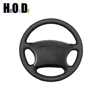 Автомобильные чехлы на рулевое колесо для Лада Калина 1 2110 2111 2112 Шевроле Нива Черная искусственная кожа из микрофибры ручной работы