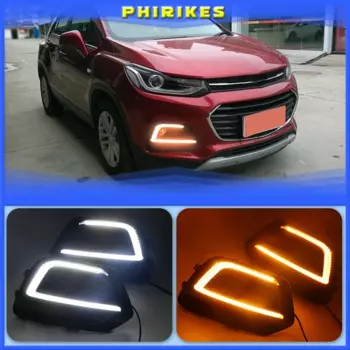 Автомобильные дневные ходовые огни 1 пара DRL Для Chevrolet Trax 2017 2018, дневные ходовые огни, противотуманные фары, дневной свет с желтым указателем поворота