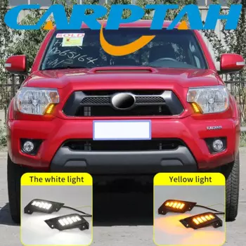 Автомобильные дневные ходовые огни для Toyota Tacoma 2012-2015, желтый указатель поворота, дневные ходовые огни, противотуманная фара